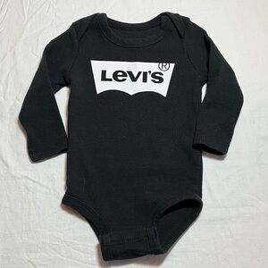 12M Levi's Black Long Sleeve Waffle print Onesie